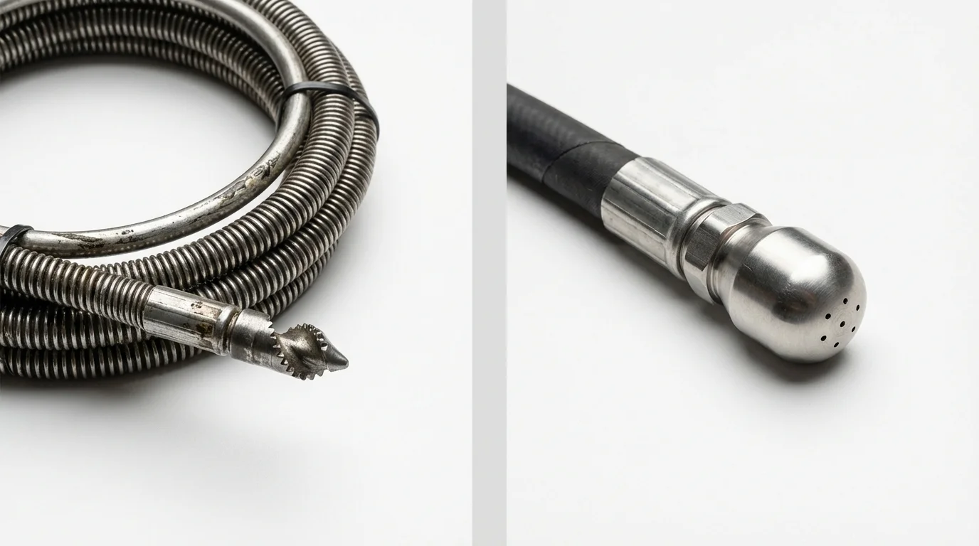 Drain snake cable and hydro jetting nozzle used for drain cleaning in Catawissa, PA