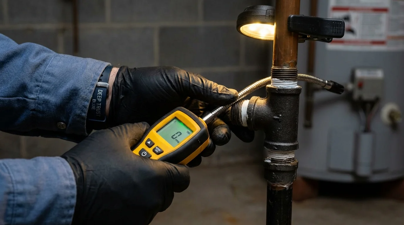 Gas leak detection with electronic sniffer by Johns Plumbing LLC in Catawissa