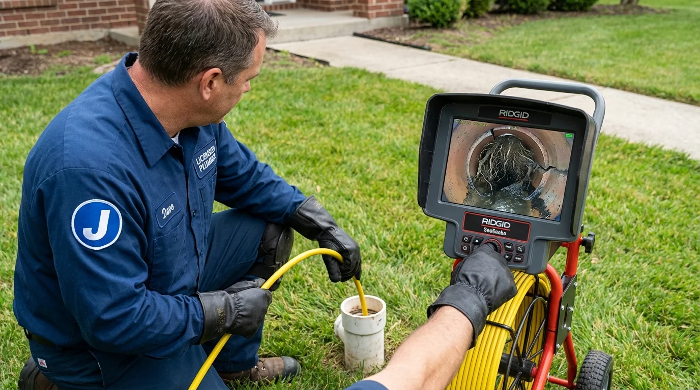 Sewer camera inspection being performed by Johns Plumbing LLC in Catawissa
