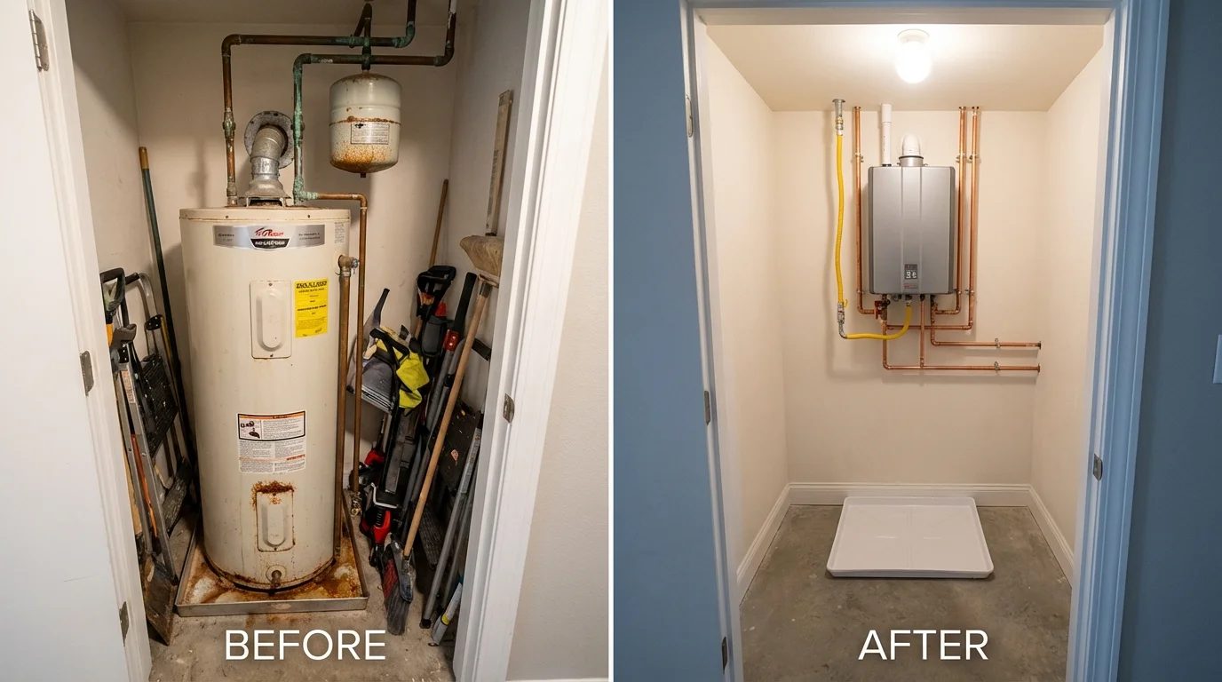 Tank water heater versus wall-mounted tankless unit comparison for Catawissa, PA homeowners
